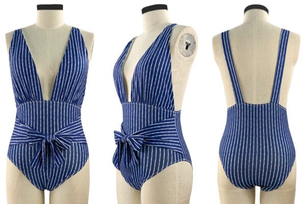 Azure Tide Striped Tie-Waist One-Piece - Image 7
