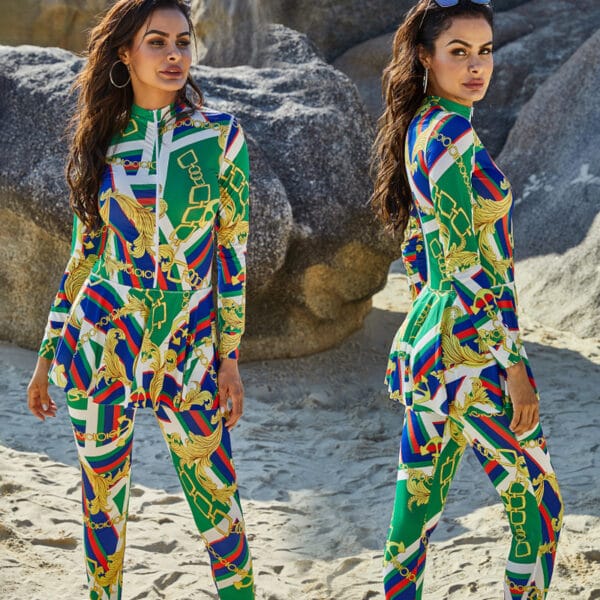 coastal_bloom_long_sleeve_one-piece_model_1 Coastal Bloom Long Sleeve One-Piece - Image 1