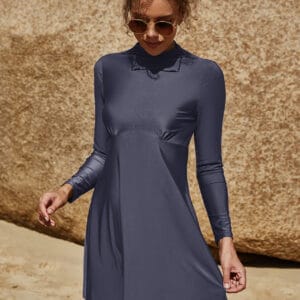 Coastal Serenity Long Sleeve Swim Dress