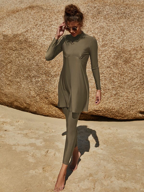 Coastal Serenity Long Sleeve Swim Dress - Image 11