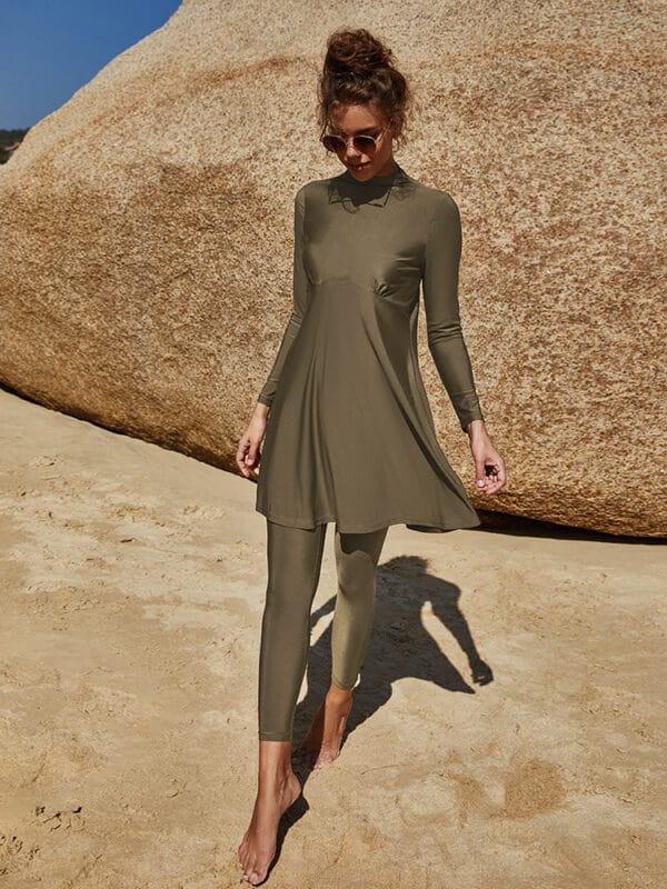 Coastal Serenity Long Sleeve Swim Dress - Image 13