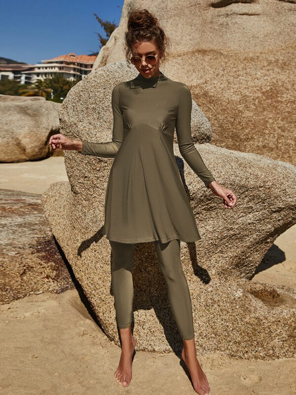 Coastal Serenity Long Sleeve Swim Dress - Image 14