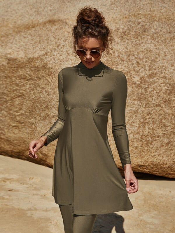 Coastal Serenity Long Sleeve Swim Dress - Image 16