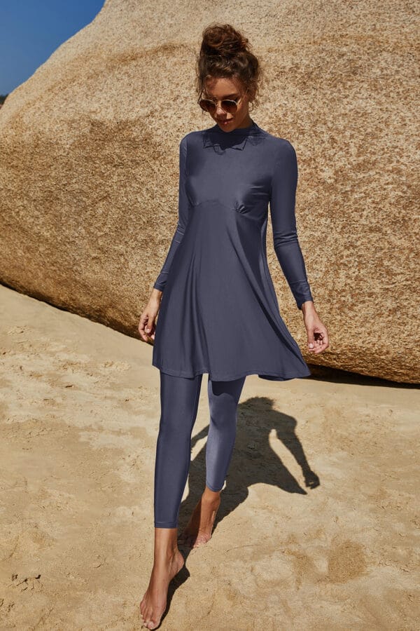 Coastal Serenity Long Sleeve Swim Dress - Image 19