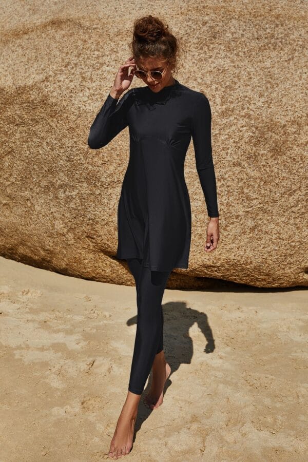Coastal Serenity Long Sleeve Swim Dress - Image 4