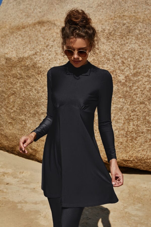 Coastal Serenity Long Sleeve Swim Dress - Image 5