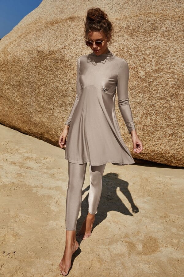 Coastal Serenity Long Sleeve Swim Dress - Image 8