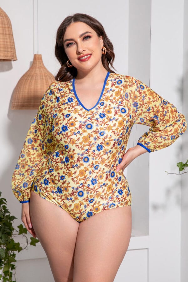 golden_meadow_long_sleeve_one-piece_model_1 Golden Meadow Long Sleeve One-Piece - Image 1