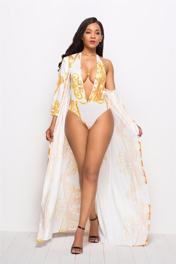 golden_paradise_plunge_one-piece_set_model_1 Golden Paradise Plunge One-Piece Set - Image 1