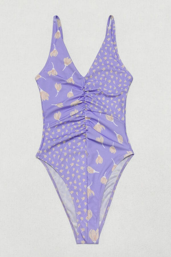 Lavender Bloom Ruched One-Piece - Image 14