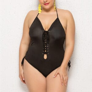 Midnight Lace-Up One-Piece