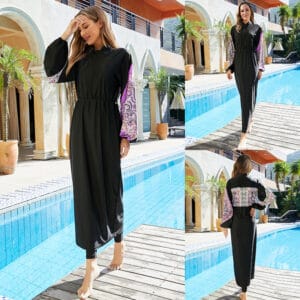 Midnight Tide Long Sleeve Swim Dress