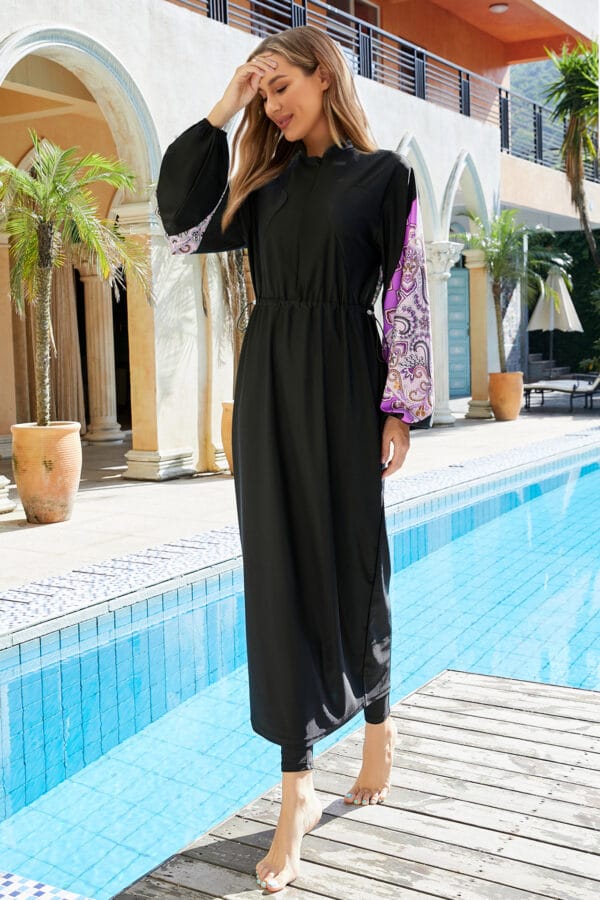 Midnight Tide Long Sleeve Swim Dress - Image 3