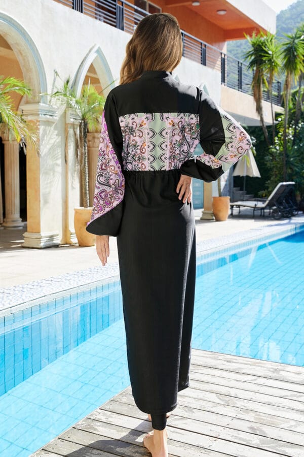 Midnight Tide Long Sleeve Swim Dress - Image 4