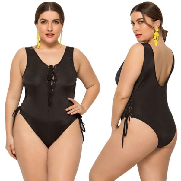 raven_tide_lace-up_one-piece_model_1 Raven Tide Lace-Up One-Piece - Image 1