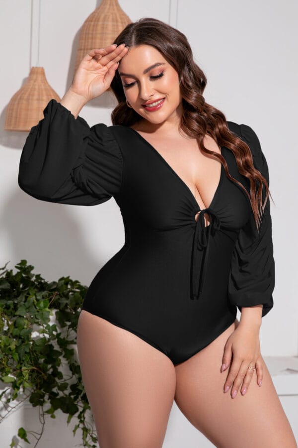 Raven's Wing Ruched Sleeve Swimsuit - Image 10