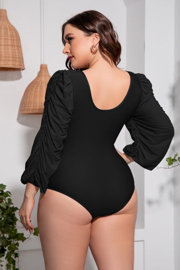 Raven's Wing Ruched Sleeve Swimsuit - Image 2
