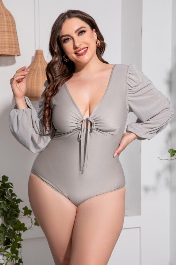 Raven's Wing Ruched Sleeve Swimsuit - Image 3