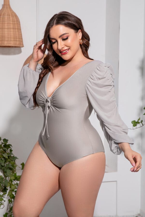 Raven's Wing Ruched Sleeve Swimsuit - Image 4