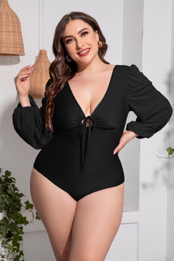 Raven's Wing Ruched Sleeve Swimsuit - Image 8