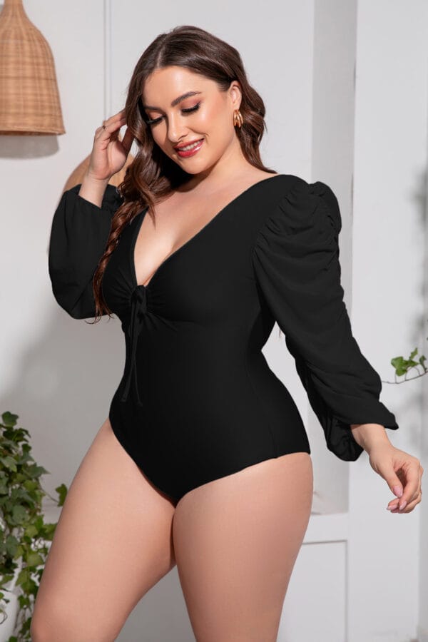Raven's Wing Ruched Sleeve Swimsuit - Image 9