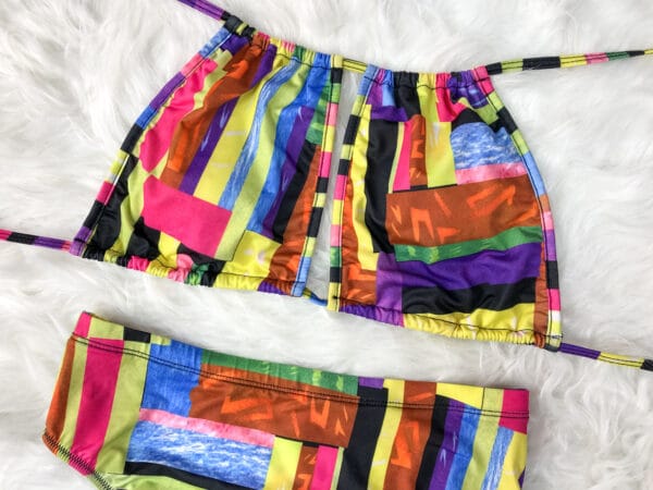 Vibrant Mosaic High-Waist Two-Piece - Image 11